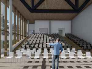 Striking auditorium for campus building Almere